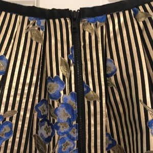 Topshop metallic striped floral circle skirt